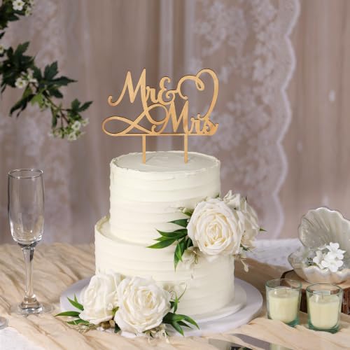 Mr & Mrs Wedding Cake Topper in Wood (Oak Finish D2)