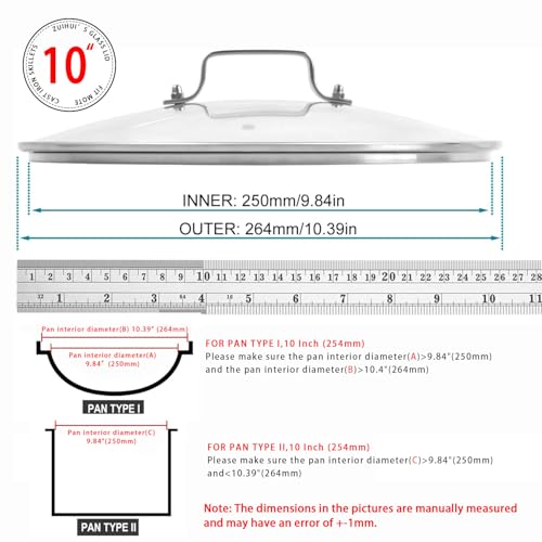 10 Inch Glass Lid for Lodge Cast Iron Skillet (10 In)