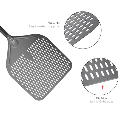 14" x 17" Perforated Pizza Peel (14" - 35 inch overall)
