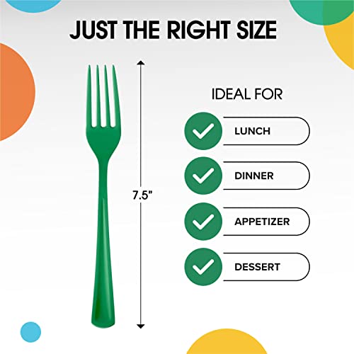 Emerald Green Plastic Forks 200 Pcs Green Forks Disposable Utensils Heavy Duty Plastic Cutlery Set Disposable Cutlery Sets Flatware Sets Silverware Set Party Supplies & Party Tableware (Emerald Green / Forks)