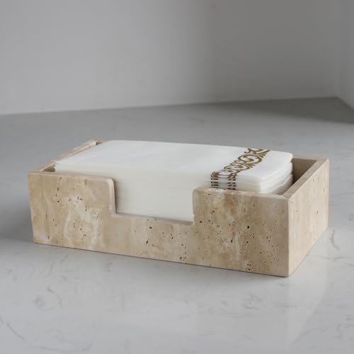 Natural Travertine Napkin Holder 9.8"x4.9"x2.8" (9.8" × 4.9" × 2.8" - Guest Towel)