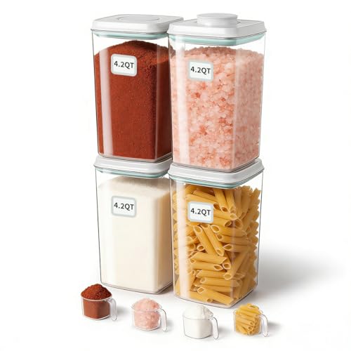 Airtight Food Storage Containers Set with One (4.2QT*4)