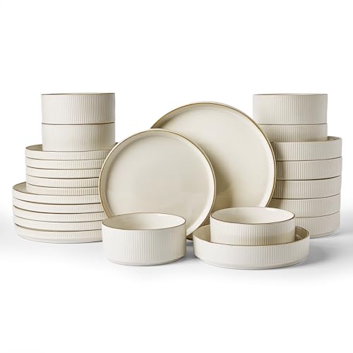 Star Stoneware Dinnerware Sets with Pasta Bowls (White)
