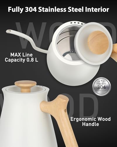 Gooseneck Electric Kettle (White / 0.8 Quarts)