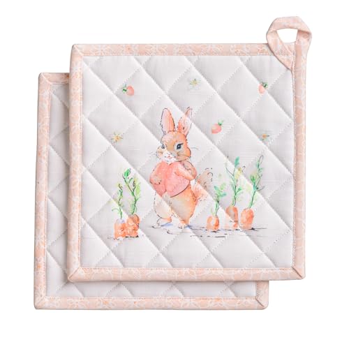 Pot Holders 100% Cotton Potholders (013 - Bunny Party / 8" x 8" (Pot Holder Pack of 2))