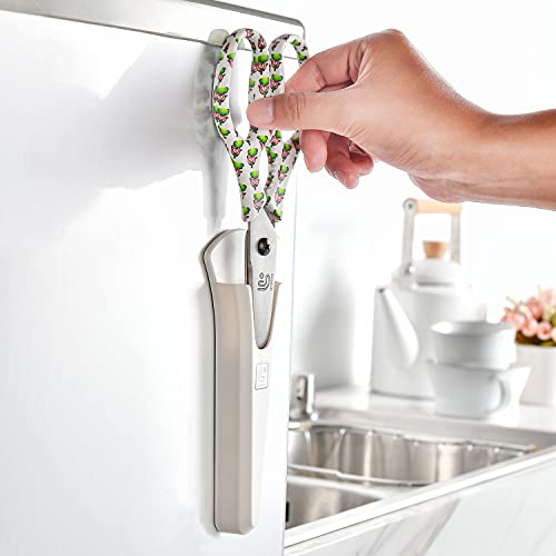 Kitchen Scissors Heavy Duty Kitchen Shears with Magnetic Holder Made with Japanese Steel 4034 (White/Chili)