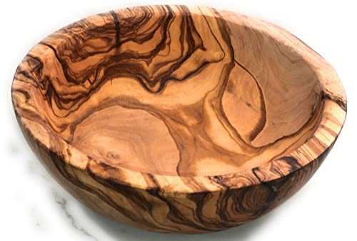 10" Artisan Olive Wood Serving Bowl Exotic Centerpiece or Serving Piece for Salads (Large++ 10 inch)