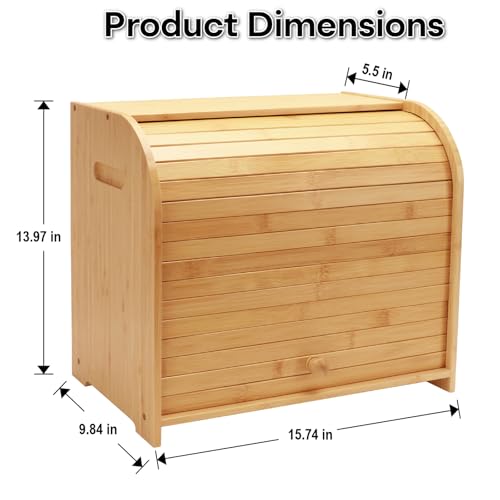 Bamboo Bread Box for Kitchen Countertop