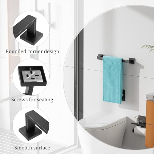 Towel Bar Towel Racks for Bathroom Wall Mount 16 Inch (Single 16 Inch / Matte Black)