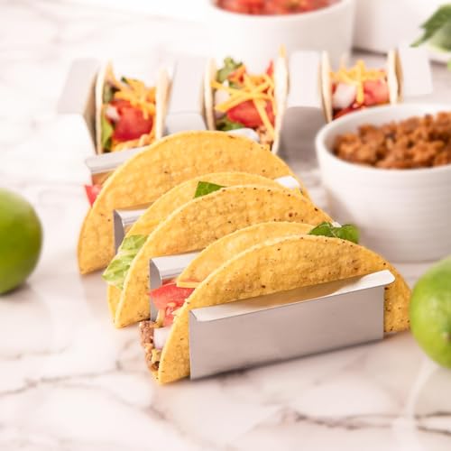 Stainless Taco Holders Set of 4 Stand Holders for 3 Tacos