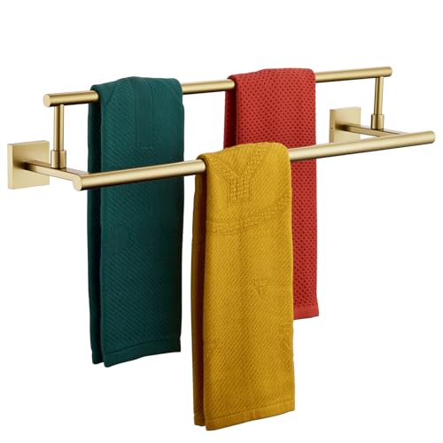 24 Inch Towel Bars Double Bath Towel Rails Bathroom Holder Racks for Cabinet Kitchen Brushed Gold Stainless Steel B5009BG (Brushed Gold / 24-Inch)