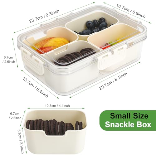 4 Compartment Snackle Box Container with Lid (4 Compartments / White)