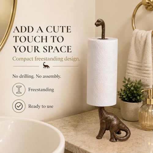Rustic Dino Paper Towel Holder & Metal Toilet Paper Stand (Rustic Dino)
