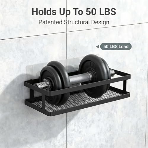 2 Pack Minimalist Shower Caddy Wall Mount (Matte Black / Minimalist Open (12.6" Wide))