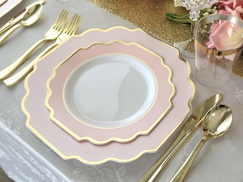 OCCASIONS " 200 Piece set (200 Piece (25 Guest) / A. Imperial Blush Pink & Gold)