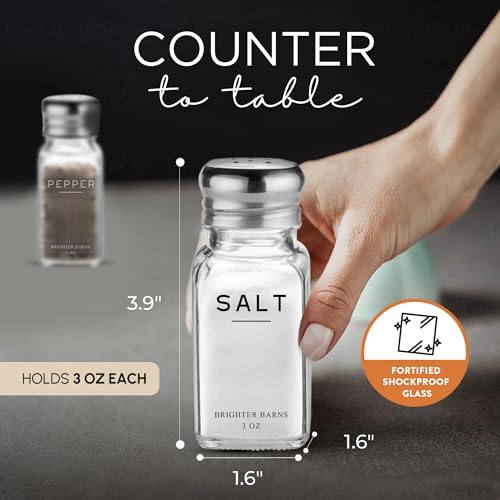 Glass Salt and Pepper Shakers Set by Brighter Barns (Clear)