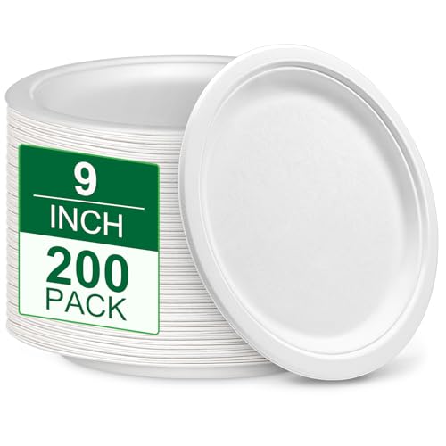 9 inch Disposable Paper Plates 200 Pack (9IN 200 Pcs)