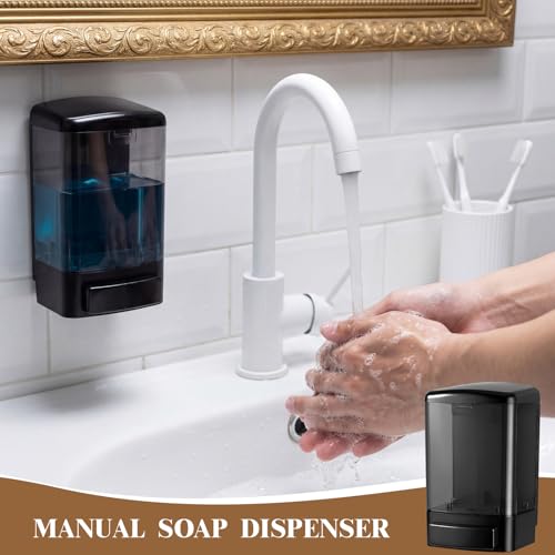 2 Pcs Wall Mounted Soap Dispenser (Black and Clear / 33.8 oz 1000 ml)