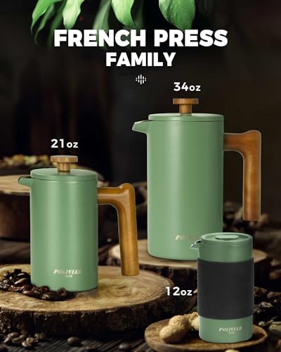 POLIVIAR French Press Coffee Maker (Green / 21 oz)
