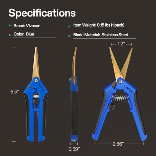 6.5 Inch Garden Scissors (Blue Curved Blade / Blue)