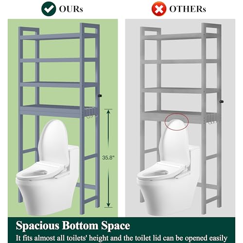 Bamboo Over The Toilet Storage Cabinet (Grey / 4 Tiers (72.8"H))