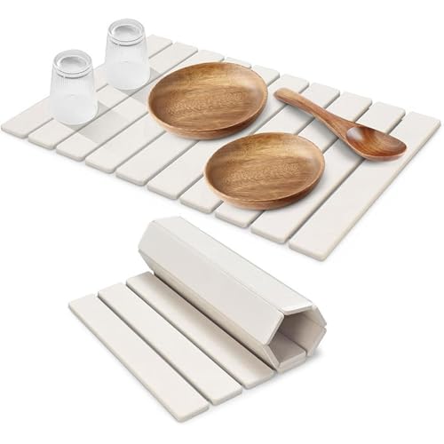 Stone Drying Mat for Kitchen Counter (White B / 23.6" x 15.4")