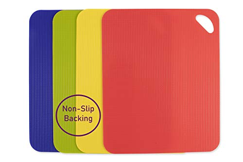 Heavy Duty Grippmat Flexible Cutting Board Set of Four (11.5 x 14 inches / Blue, Green, Yellow, Red)