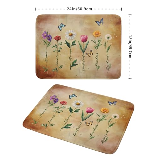 Inspirational Flower Dish Drying Mat (Vintage Floral 0317 / 24" x 18")