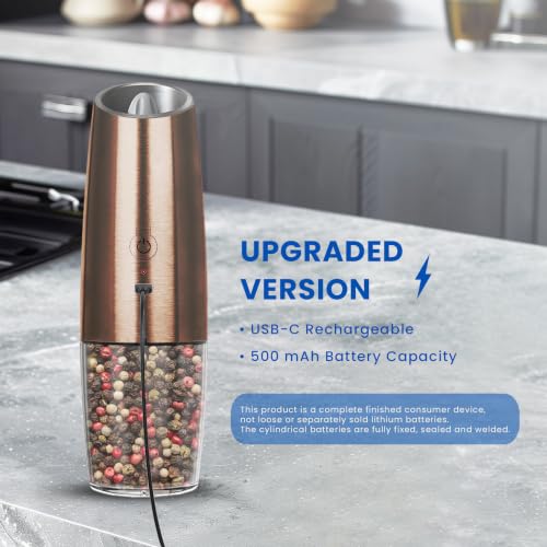 Rechargeable Electric Salt And Pepper Grinder Set (Copper-Set)