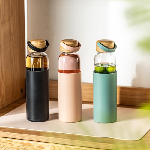 21oz Borosilicate Glass Water Bottle with Non (2pcs Green)