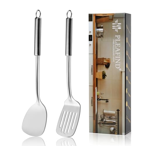 2 Pcs Solid & Slotted Spatula Set (2P-Argent)