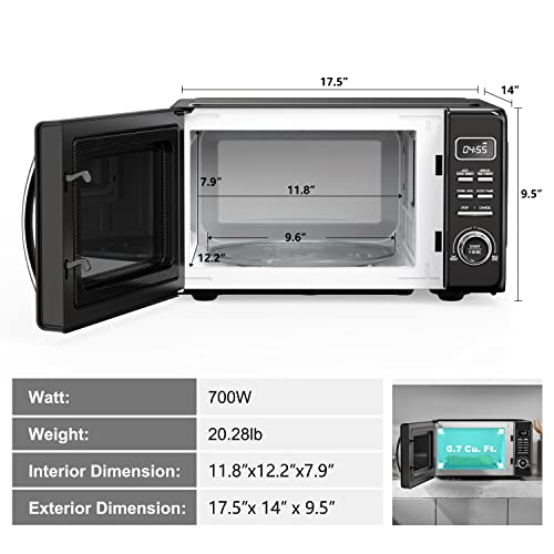 GLCMKZ07BKR07 Retro Countertop Microwave Oven with Auto Cook & Reheat (Black / .7 cu ft / Modern)