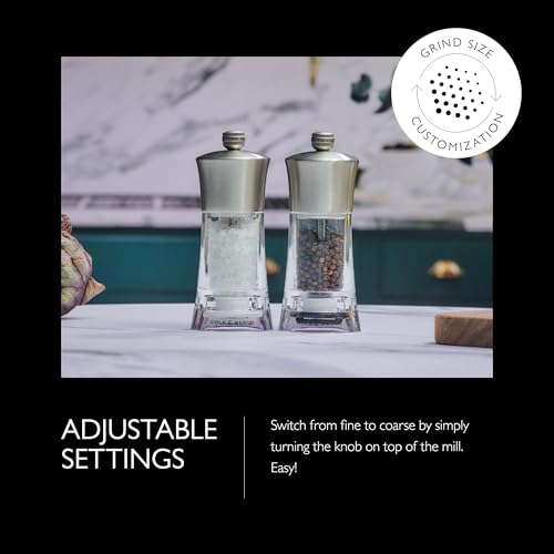 Bromley, 6", Acrylic Salt & Pepper Mill Gift Set (White and Stainless Steel)