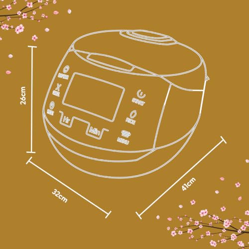 Sakura Rice Cooker with Ceramic Bowl and Advanced Fuzzy Logic (White and Silver)