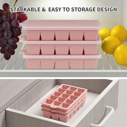 Silicone Ice Cube Tray 2 Pack (Ice Cube Tray 2 Pack / Pink+Pink)