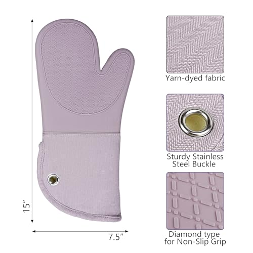 Professional Microwave Silicone Oven Mitts one Pair (Oven mitts / Purple)