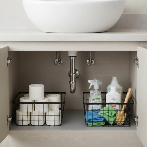 Kitchen Metal Wire Baskets with Handles Food Storage Organizer (Black / 4 Pack New Small)