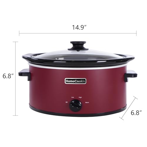 6 Quart Slow Cooker Oval Manual Pot Food Warmer with 3 Cooking Settings (6 Quarts / Red 2)