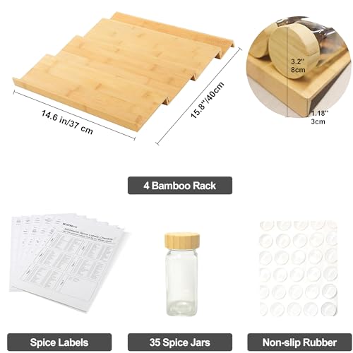 Spice Drawer Organizer with 35 Bamboo