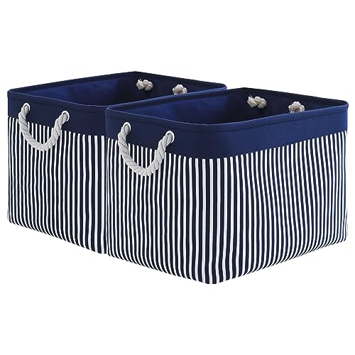 Organization and Storage Basket for Shelves (Navy Patchwork / Large Cube-2 Pack)
