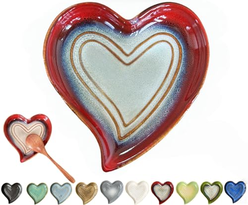 Ceramic Spoon Rest for Stove Top (Retro Red)
