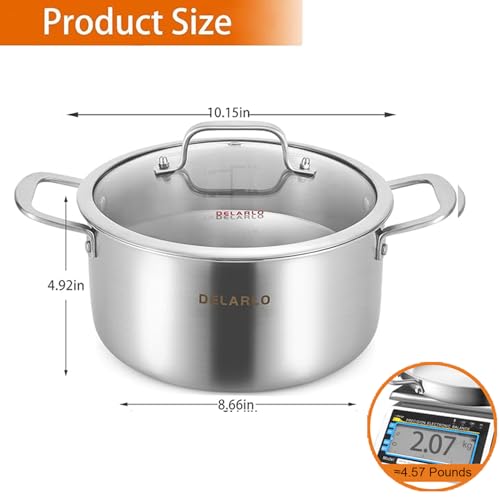 Tri ply Stainless Steel 5 Quart Heavy Duty Induction Stock Pot (Silver / 5 Quarts)