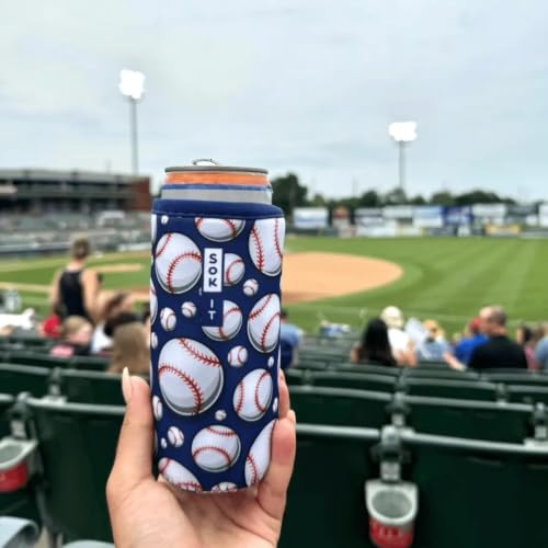 CanSok Sleeve for Beer & Soda Insulated Neoprene Cover (Baseball / 12oz Slim Can Sleeve)