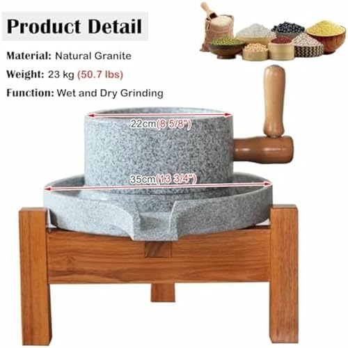 Natural Granite Grain Mill Grinder (22cm(8 5/8")x35cm(13 3/4"))