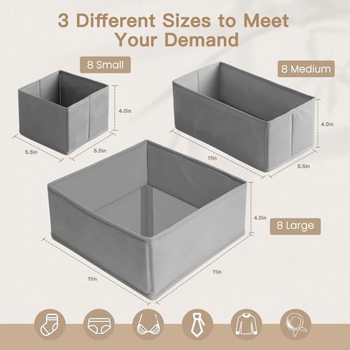 Drawer Organizer Clothes (Grey / 24PACK)