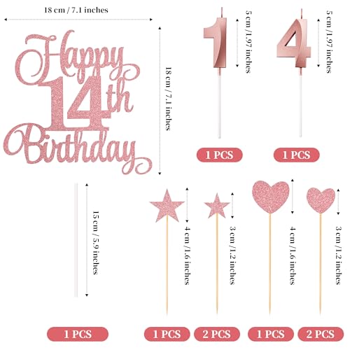 14th Birthday Cake Decorations (9 Count)