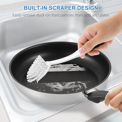 Dish Brush with Handle (Black-white / 2 pack)