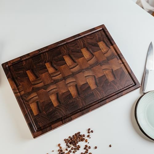 Handmade Personalized Walnut End Grain Cutting Board (24x18x2 Inches)