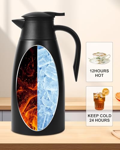 70oz Thermal Coffee Carafe for keeping hot (Black / 71 Ounces)