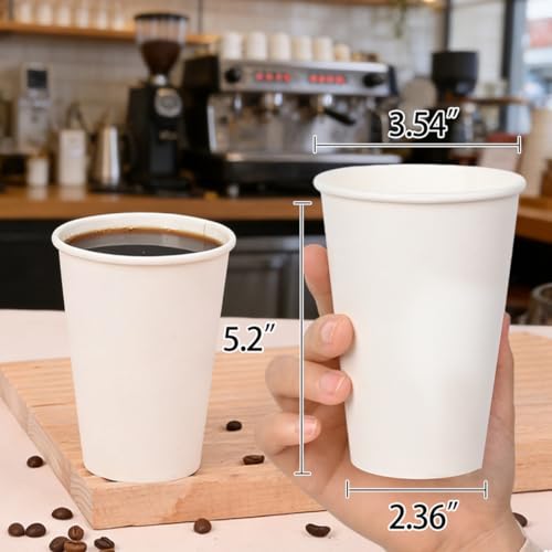 Disposable Paper Coffee Cups 16 oz 300 Count (White - 16 oz)